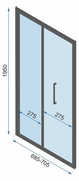 Rea Rapid Fold, cabină de duș cu 3 pereți cu ușă rabatabilă 80 (uşă) x 90 (perete) x 195 cm, sticlă transparentă de 4 mm, profil negru, KPL-09911