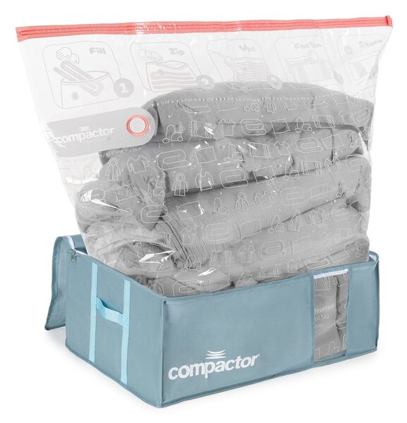 Cutii de depozitare pentru haine 3 buc. din plastic cu vacuum 65x45x27 cm Blue Edition – Compactor