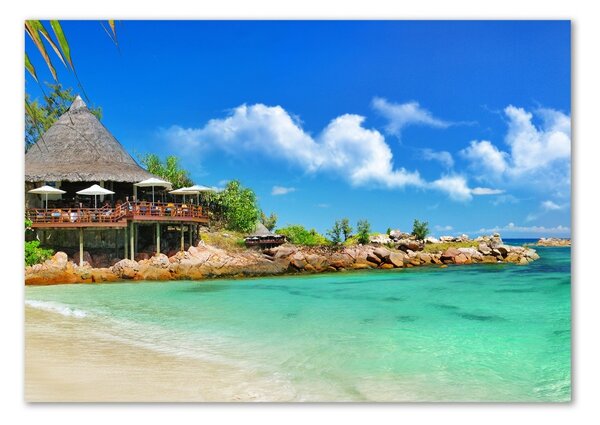 Tablou sticlă plaja Seychelles