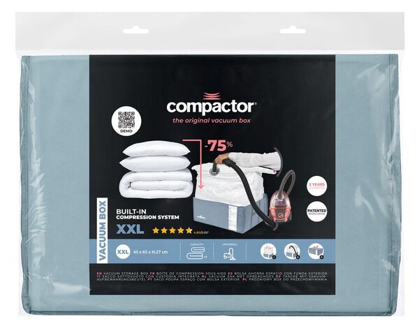 Cutie de depozitare pentru haine din plastic cu vacuum 65x45x27 cm Blue Edition – Compactor