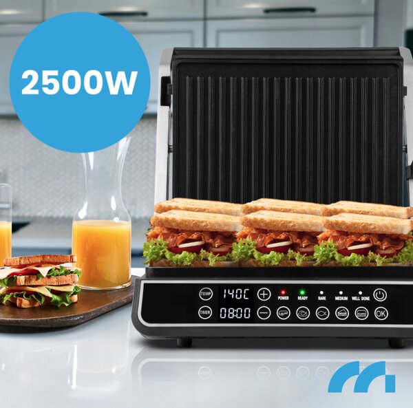 Grătar electric cu contact SM5000W-PRO cu afișaj LED - 2500 W