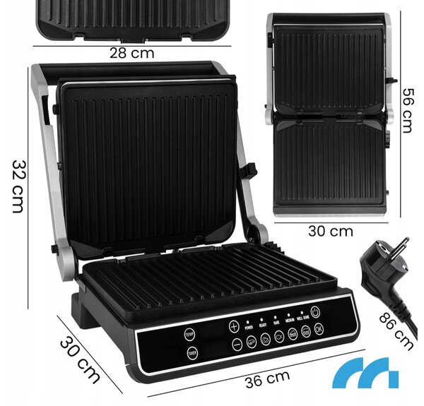 Grătar electric cu contact SM5000W-PRO cu afișaj LED - 2500 W
