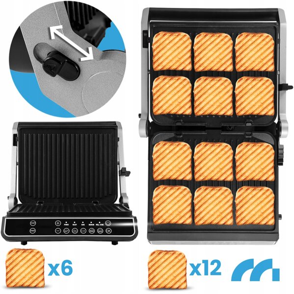 Grătar electric cu contact SM5000W-PRO cu afișaj LED - 2500 W