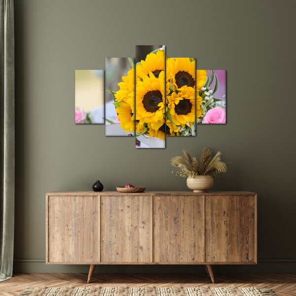 Tablou cu buchetul miresii de floarea soarelui (150x105 cm)