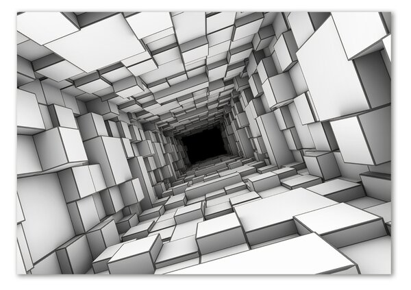 Tablou Printat Pe Sticlă Tunel cu cuburi