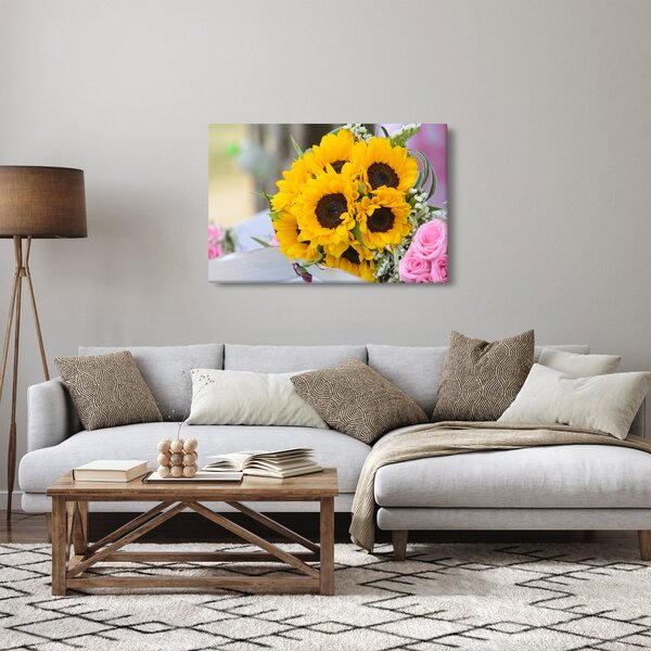 Tablou cu buchetul miresii de floarea soarelui (90x60 cm)