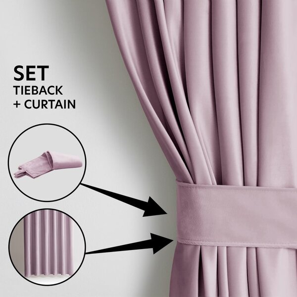 Draperie roz-deschis dimout (semi-opacă) din catifea 140x270 cm Pleat – Restilo
