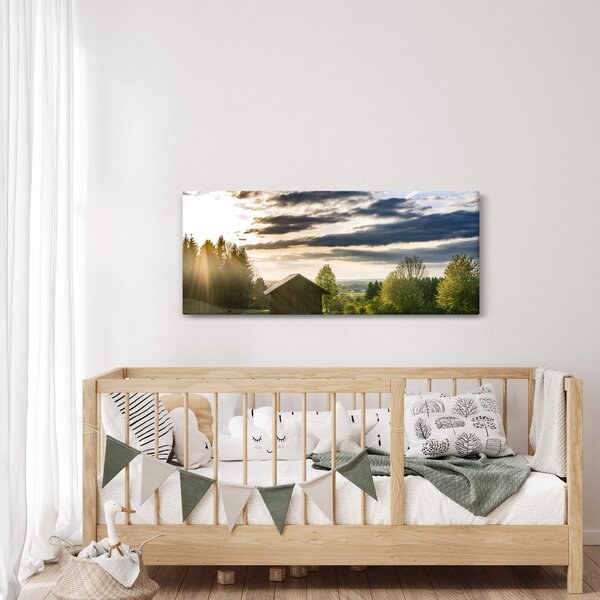 Tablou cu cabana pe luncă (120x50 cm)