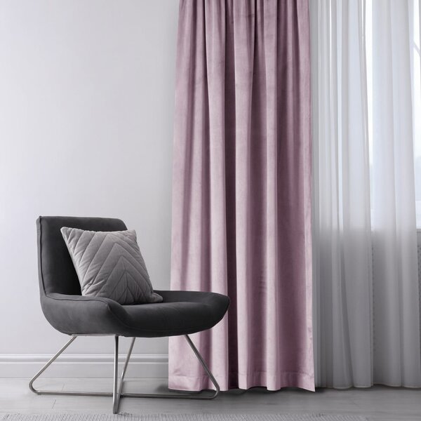 Draperie roz-deschis dimout (semi-opacă) din catifea 140x245 cm Eyelets – Restilo