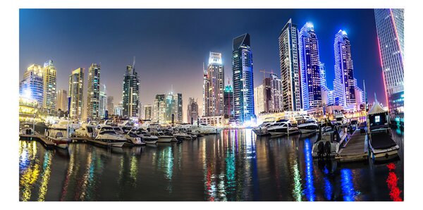 Tablou Printat Pe Sticlă Dubai timp de noapte