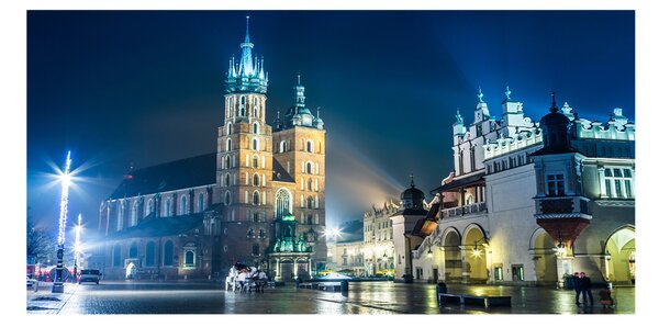 Tablou pe pe sticlă Cracovia noaptea
