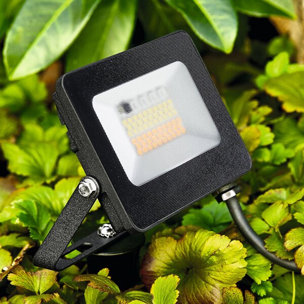 Heitronic Reflector LED pentru exterior Kingston cu țepușă de sol, RGBW, Negru, Metal