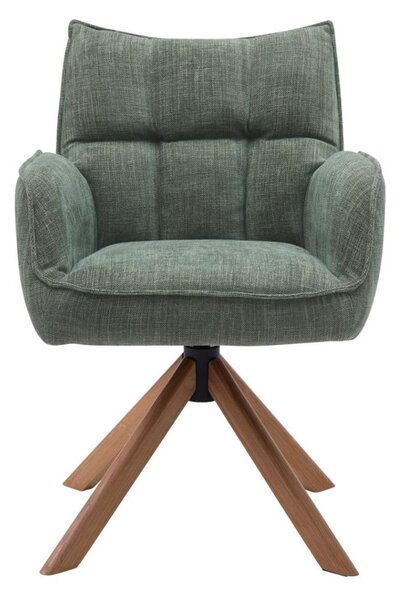 Scaun de dining pivotant Marilla verde, picioare din lemn