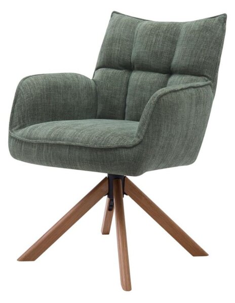 Scaun de dining pivotant Marilla verde, picioare din lemn