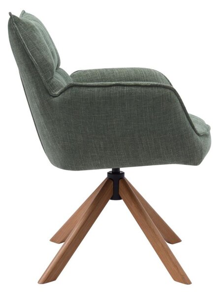 Scaun de dining pivotant Marilla verde, picioare din lemn