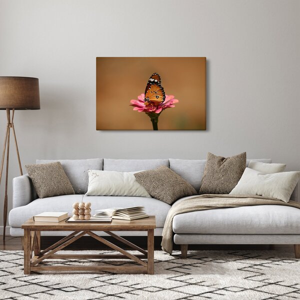 Tablou cu fluture pe floare (90x60 cm)