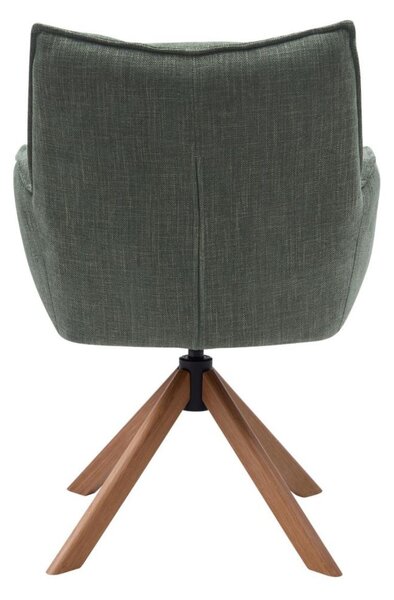 Scaun de dining pivotant Marilla verde, picioare din lemn