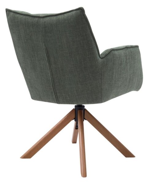 Scaun de dining pivotant Marilla verde, picioare din lemn
