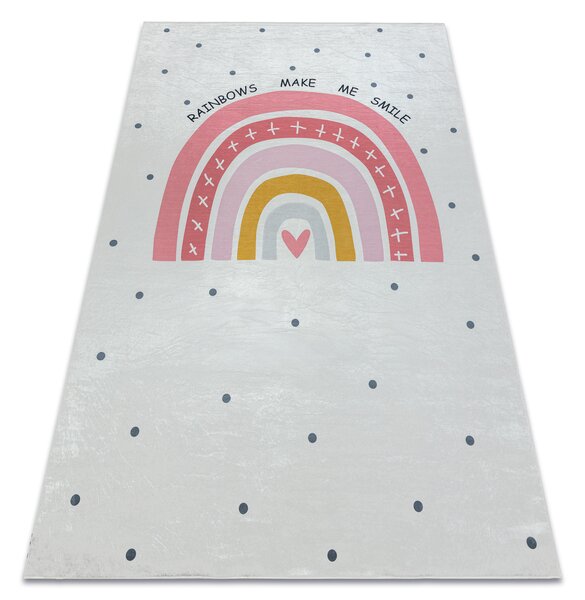 BAMBINO 47810 covor lavabil Curcubeu, puncte pentru copii anti-alunecare - alb / roz
