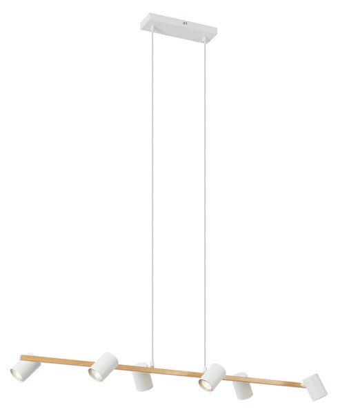 Lampă suspendată modernă cu imprimeu lemn cu alb 6 lumini - Jeana Straight