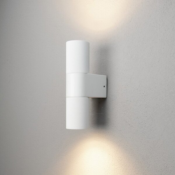 Konstsmide Lampă de perete pentru exterior Temi, alb, lățime 11 cm, aluminiu, sus/jos, reglabil, Alb, Aluminiu, Modern