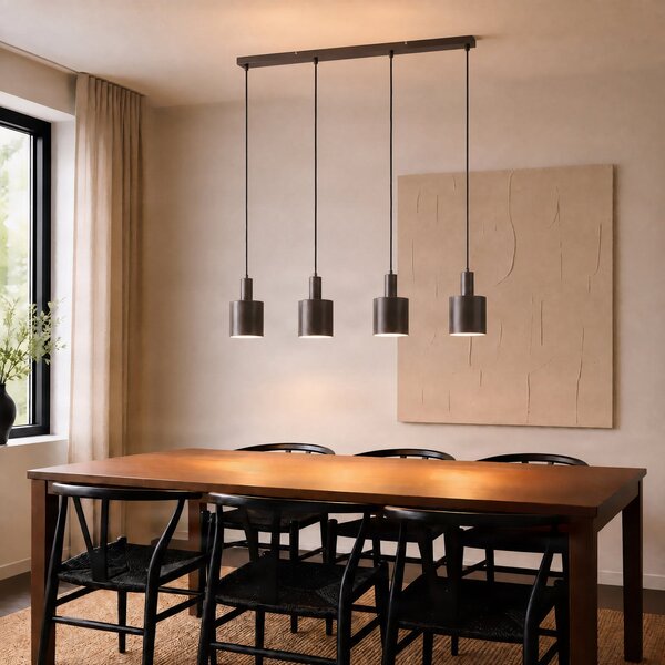 Lustră Pendul Lindby, Ovelia, reglabil, Maro / Rugină, Bucătărie, Metal, Modern