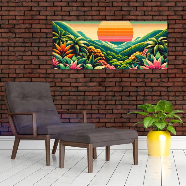 Tablou - Apus de soare multicolor (120x50 cm)