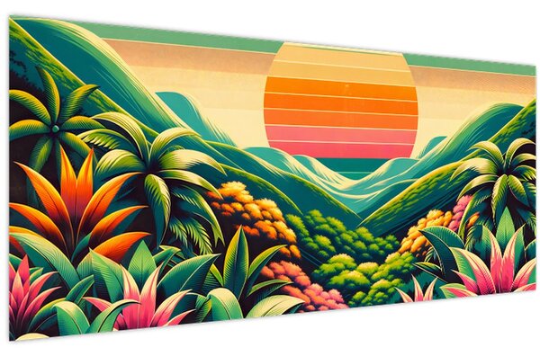Tablou - Apus de soare multicolor (120x50 cm)
