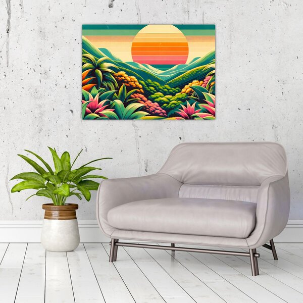 Tablou - Apus de soare multicolor (70x50 cm)