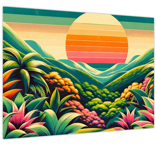 Tablou - Apus de soare multicolor (70x50 cm)