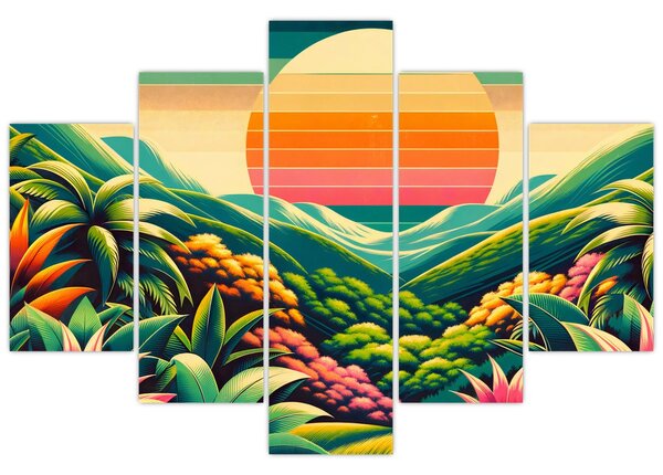 Tablou - Apus de soare multicolor (150x105 cm)