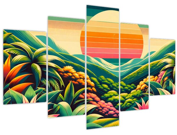 Tablou - Apus de soare multicolor (150x105 cm)
