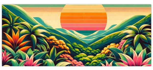 Tablou - Apus de soare multicolor (120x50 cm)