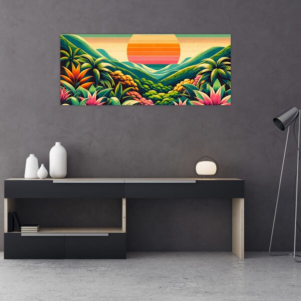 Tablou - Apus de soare multicolor (120x50 cm)