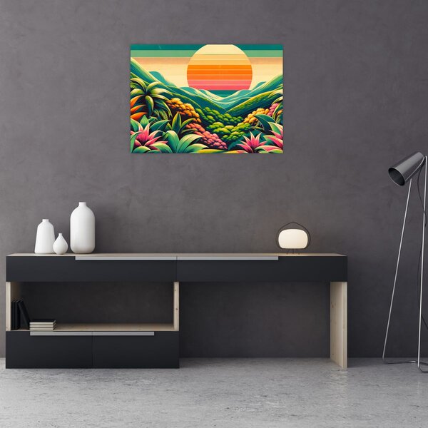 Tablou - Apus de soare multicolor (70x50 cm)