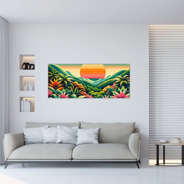 Tablou - Apus de soare multicolor (120x50 cm)