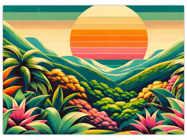 Tablou - Apus de soare multicolor (70x50 cm)