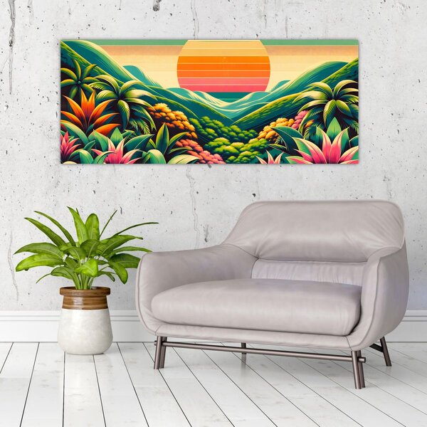 Tablou - Apus de soare multicolor (120x50 cm)