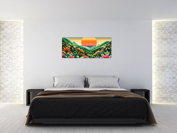 Tablou - Apus de soare multicolor (120x50 cm)