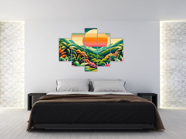 Tablou - Apus de soare multicolor (150x105 cm)