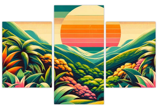 Tablou - Apus de soare multicolor (90x60 cm)