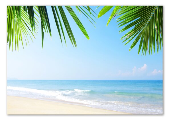 Tablou pe pe sticlă plaja tropicala
