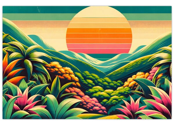 Tablou - Apus de soare multicolor (90x60 cm)