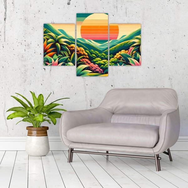 Tablou - Apus de soare multicolor (90x60 cm)
