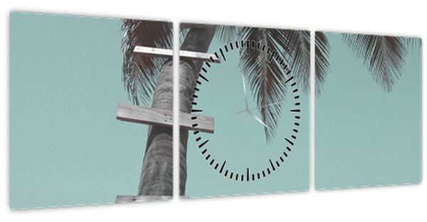 Tablou - Palma în Caraibe (cu ceas) (90x30 cm)