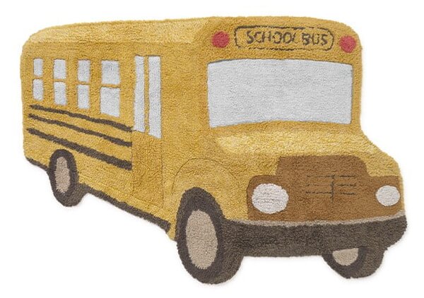 Covor pentru copii galben ocru lavabil, țesut manual din bumbac 90x130 cm School Bus – Lorena Canals