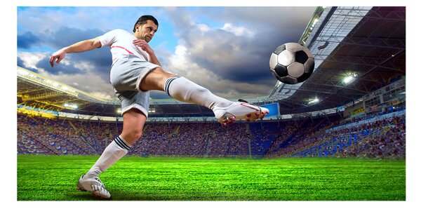 Fotografie imprimată pe sticlă jucător de fotbal pe stadion