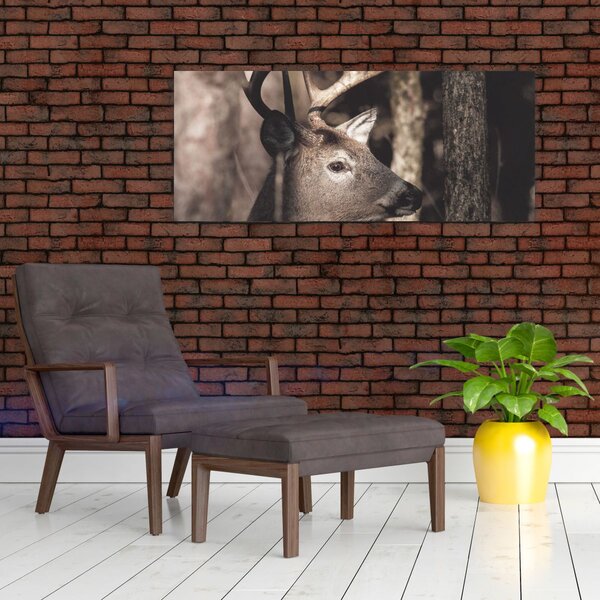 Tablou - Cerb în pădure (120x50 cm)