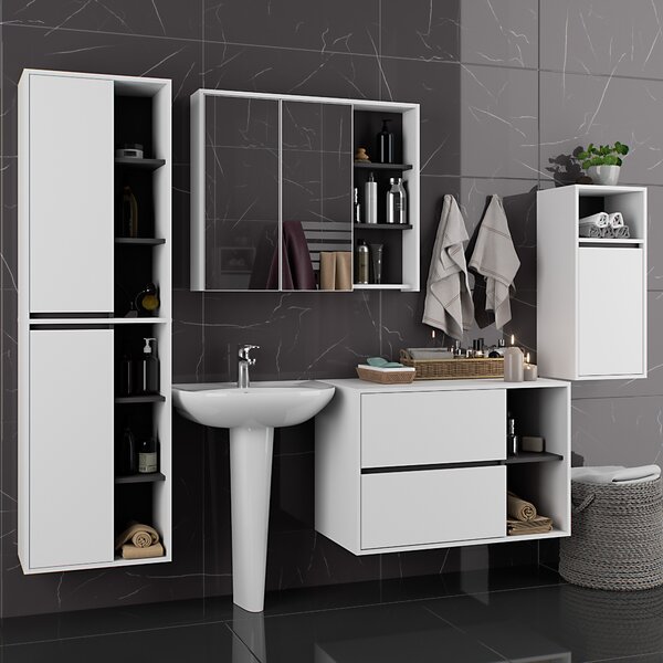 Dulap de baie Vambos W35 1P 1W (alb + grafit). Promo -18%. 1152092