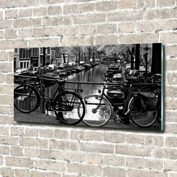 Fotografie imprimată pe sticlă biciclete Amsterdam